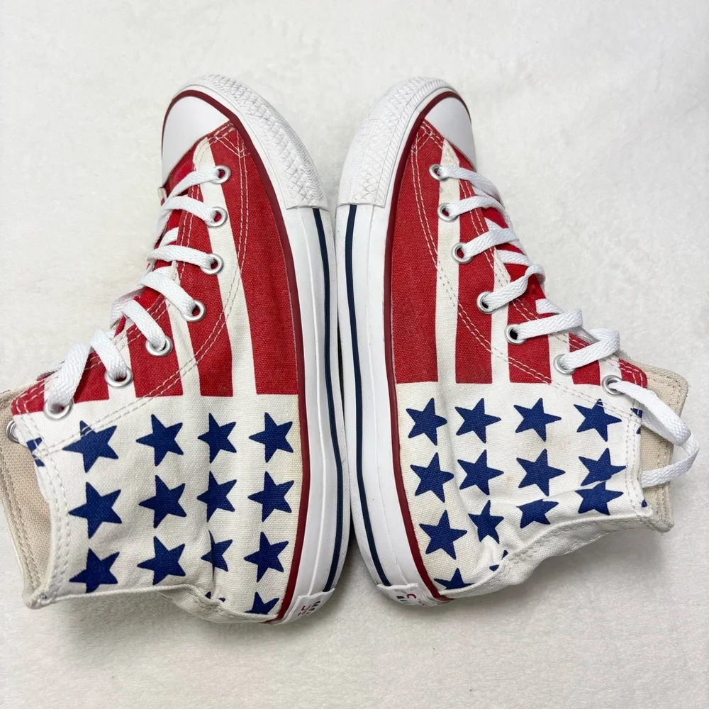 Converse Chuck‎ Taylor Kid  Size 4 American Flag High Top Sneake Streetwear